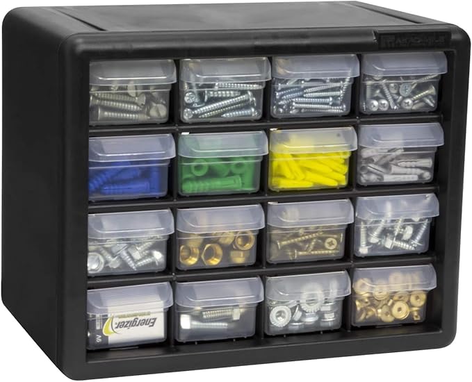 Akro-Mils 16-Drawer Plastic Drawer Storage Cabinet for Garage Organization, Beads, Makeup Organizer, Building Bricks Storage,