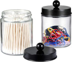 Amolliar 4 Pack Apothecary Jars Bathroom Vanity Storage Organizer Set -Countertop Canister with Stainless Steel Lids &Cute St