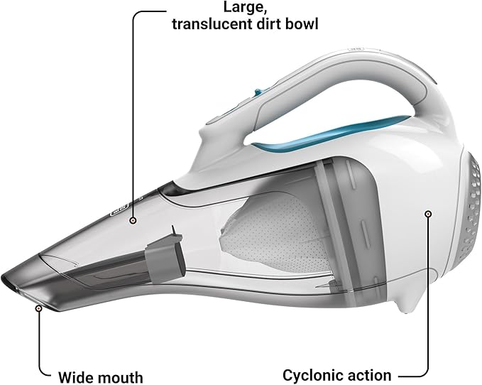 BLACK+DECKER dustbuster Cordless Handheld Vacuum, Portable Vacuum for Car and Home Rechargeable, Powerful Suction, Wide Mouth
