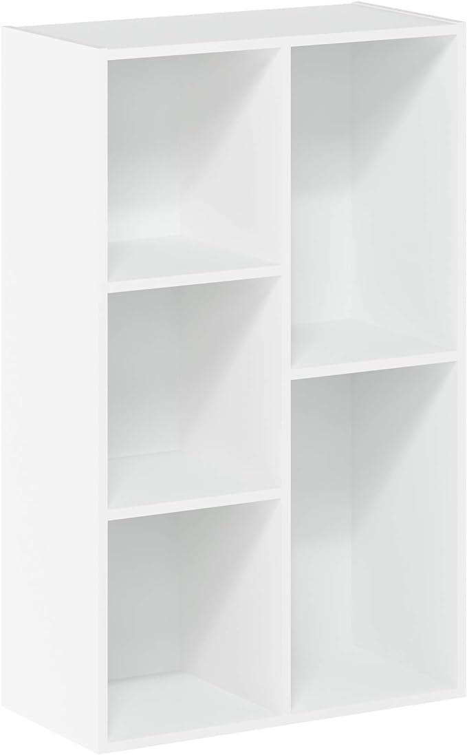 Furinno LUDER Book Shelf, 5-Cube Bookshelf, Reversible Bookcase, 9.4 x 19.5 x 31.5, Easy Assembly, for Living Room, Bedroom, 
