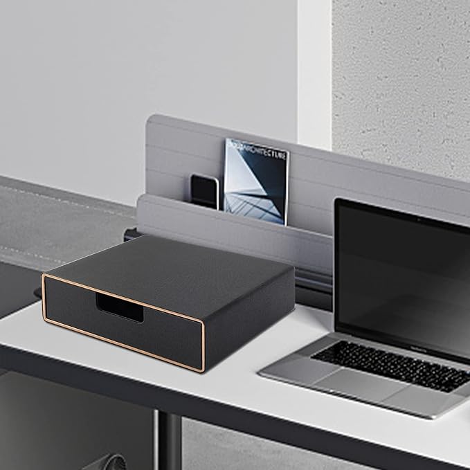 Stackable Organizer Drawer PU Leather Classic Handmade,Organize Home Office Desk Accessories and Sort Letter-Size Paper/a4 Do