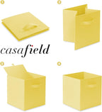 Casafield Set of 6 Collapsible Fabric Cube Storage Bins, Yellow - 11" Foldable Cloth Baskets for Shelves, Cubby Organizers & 