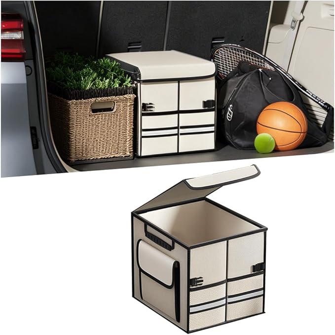 Car Trunk Organizer, Collapsible Multi Compartment Waterproof Sturdy Vehicle Trunk Container Box, Sturdy Automotive Interior S