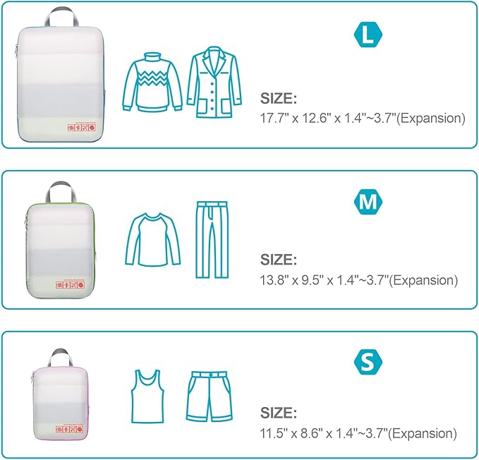 Cambond Compression Packing Cubes for Travel - Lightweight Expandable Travel Bags Luggage Organizers Travel Essentials Compre