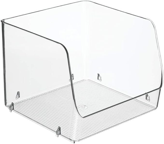 mDesign Modern Stackable Plastic Open Front Dip Storage Organizer Bin Basket for Kitchen Organization - Ligne Collection - 2 