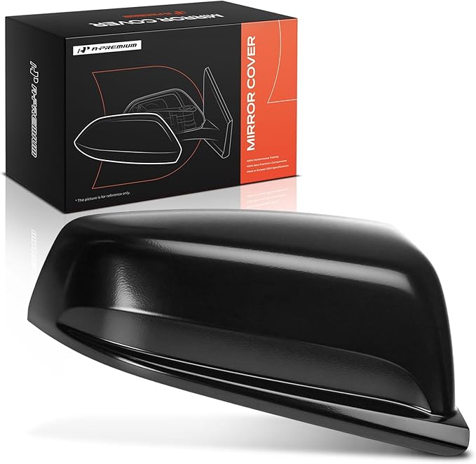 A-Premium Driver Side Rearview Mirror Cover Cap - Compatible with Chevrolet Malibu 2013-2015, Malibu Limited 2016 - Smooth Black, Without Turn Signal Hole
