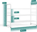 SUFAUY 3 Tier 33" Wide White Metal Shoe Rack for Closet, Stackable