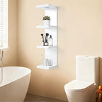 LinTimes 4-Tier LED Wall Shelf with Remote Control, White Floating Shelves Unit, Wall Mounted Display Storage
