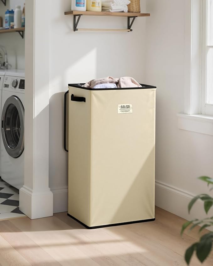 SOLEDI Laundry Hamper with Lid 100L Large & Tall Collapsible Laundry Basket, Clothes Hamper with Bag Removable Easy to Carry,