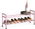 Bumusty 2-Tier Expandable Shoe Rack for Closet, 18“-33” Adjustable Shoe Rack for Small Space, Small Shoe Organizer for Front 