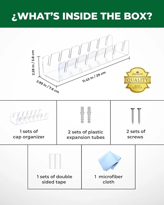 Acrylic Cap Organizer for Baseball Caps – Wall Mounted Hat Rack Holder for 7 Hats, Hat Stand Display, Closet & Wall Storage w