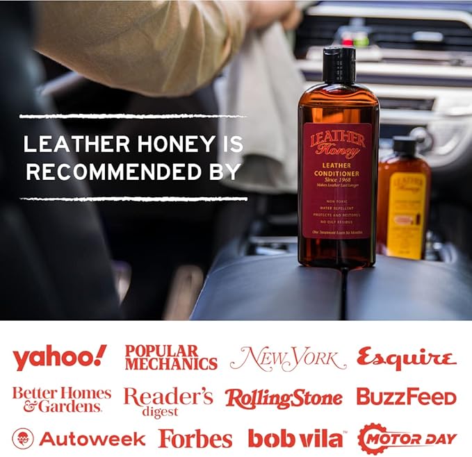 Leather Honey Complete Leather Care Kit: Cleaner, Conditioner, 2 Cloths. Non-Toxic Leather Care Made in the USA Since 1968. R