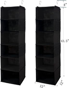 BrilliantJo 6 Shelves Hanging Closet Organizer, 2 Pack Hanging Storage with 4 Side Pockets for Clothes Shoes, 43.5"x12"x12"(B