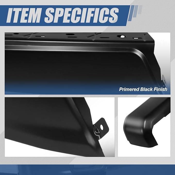 Auto Dynasty Rear Bumper End Caps Cover Compatible with 2015-2020 Ford F-150, Driver Left Side, Non Parking Sensor Holes, Primered/Painted Black
