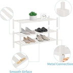 RONGJlA 2 Tier Bamboo Shoe Rack for Closet Free Standing Wood Shoe Shelf Storage Organizer for Entryway Small Space Stackable