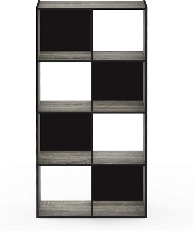 Furinno Pelli Cubic Storage Cabinet, 4x2, French Oak Grey/Black