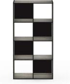 Furinno Pelli Cubic Storage Cabinet, 4x2, French Oak Grey/Black