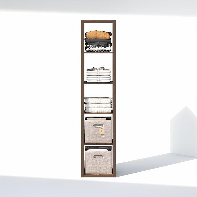 Furinno Cubic Closet Organizers and Storage, 5-Cube Closet Organizer, Open Shelf Closet Storage, Extra Thick Frame for Wardro