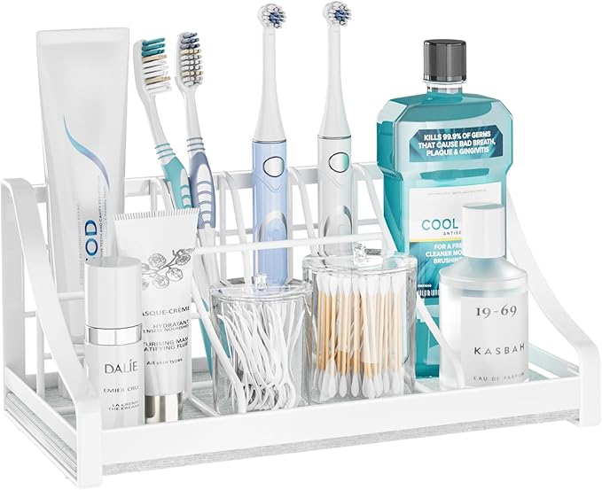 Toothbrush Holder Instant-Dry Organizer - Bathroom Countertop Organizer Kids Electric Toothbrush Toothpaste Holders - 7 Slots