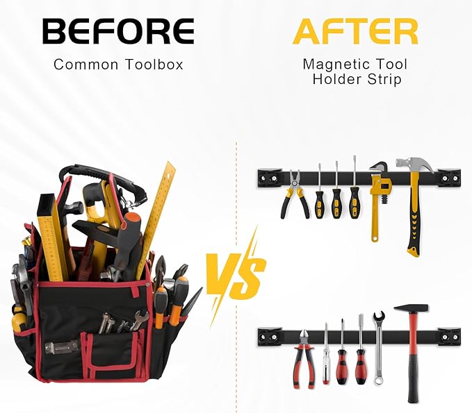 DGSL Magnetic Tool Holder Strip 5 Pack, 12 In Heavy Duty Tool Organizer Magnetic Strip, Tool Magnet Bar For Garage Tool Organ