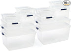 Rubbermaid Cleverstore Clear Dorm Variety 16-Pack, Made in USA, Stackable Large Clear Storage Bins with Lids, See-Through Pla