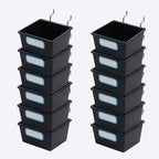 FRIMOONY 16 Pack Pegboard Bins with Hooks and Labels, for Organizing Accessories, Black