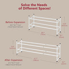 Tajsoon Expandable Shoe Rack for Closet 2 Tier, 28“-41“ Adjustable & Stackable Shoe Shelf Storage, Metal Shoe Rack Organizer 