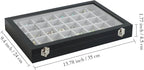 Stratalife Jewelry Organizer 40 Grid Gray Black Jewelry Tray with Clear Dust-proof Lid Velvet Earring Organizer Necklace Ring
