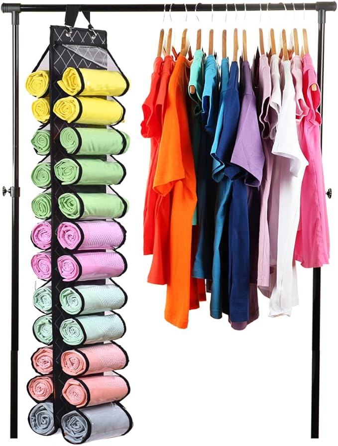 Legging Storage Bag Storage Hanger Can Holds 24 Leggings or Shirts Jeans Compartment Storage Hanger, Foldable Leggings Organi