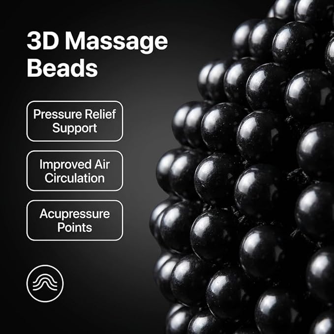 Beaded Car Seat Cover – Wooden Bead Massage Support with Breathable Cooling Mesh – Universal Fit for Sedan, SUV & Truck (1 Pa