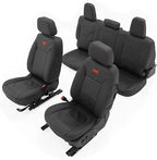 Rough Country Leather Seat Covers for Chevy Silverado 1500 & GMC Sierra 1500 Crew Cab (2019–2026) – Front Buckets & 60/40 Rea