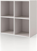 Homes: Inside + Out Apexa 4-Cube Storage Organizer Shelves, Stackable Wood Bookcase Fits Cubby Bins for Organization, Dorm Te