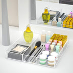 HIIMIEI Acrylic Drawer Organizer, 6 Section Clear Makeup Tray Organizer for Drawer Office Bedroom(11.8x11.8 inch)
