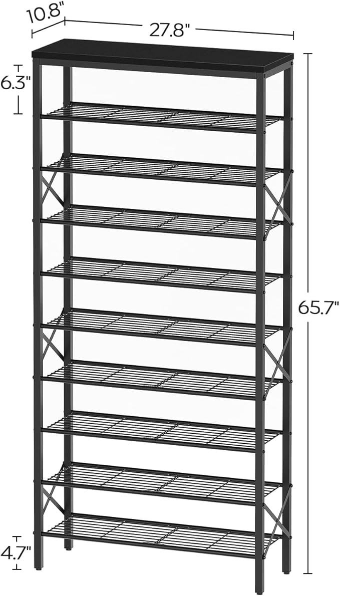 YATINEY 10 Tier Shoe Rack, Large Capacity Shoe Storage Organizer Holds 40 Pairs, Sturdy and Stable, for Entryway, Hallway, Cl