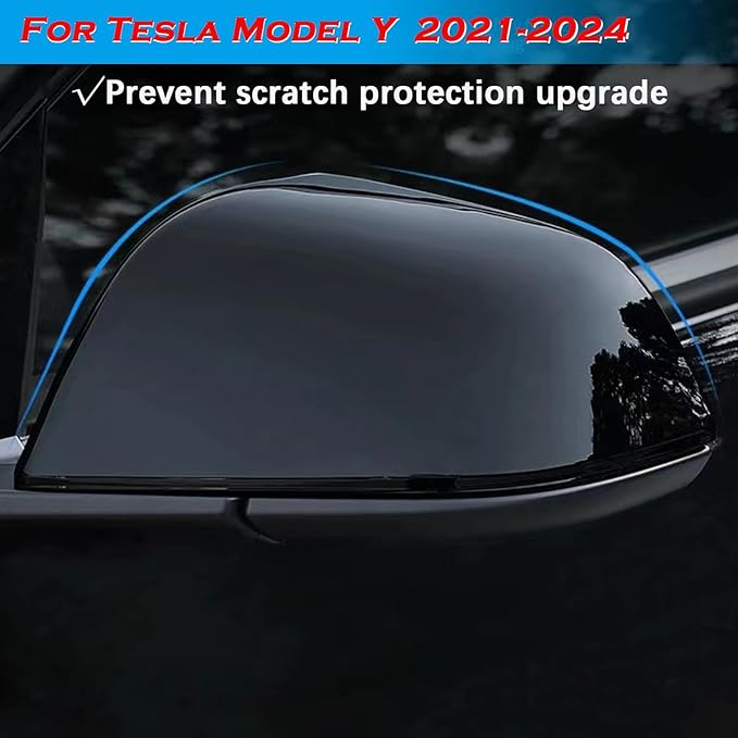 YHCDSEA Rearview Mirror Guard Cover for Tesla Model Y, Side Mirror Cover Exterior Accessories fit for Model Y 2024 2023 2022 2021 (Glossy Black)