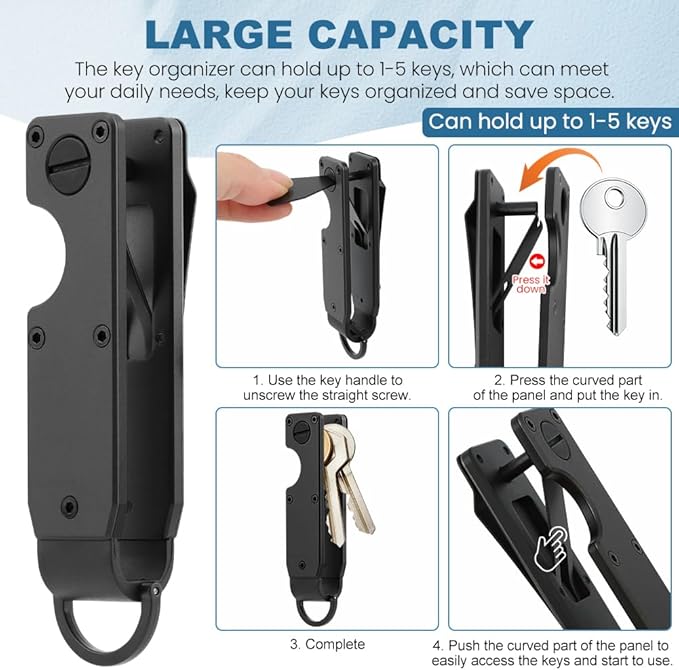 Key Organizer, Chain Holder Organizer, Minimalist Holder for keychain Secures 1-5 Keys