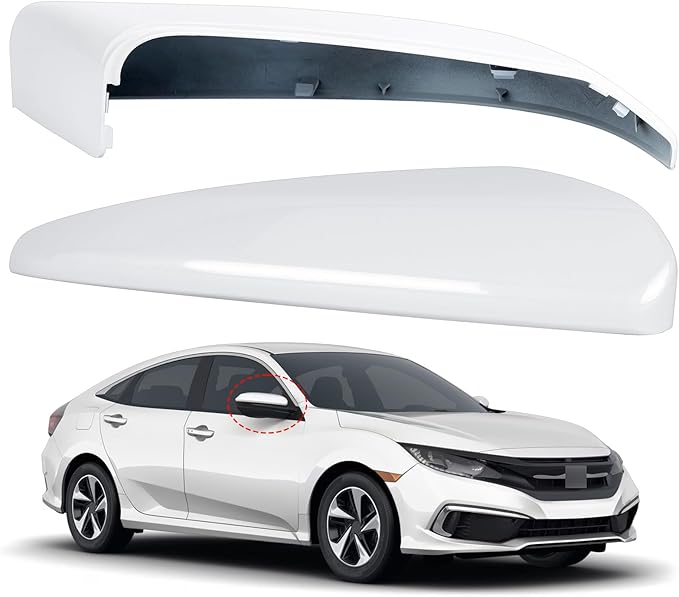 Passenger Side Mirror Cover Replacement for Honda Civic 2016-2021, Insight 2019-2021 - Right Side Mirror Covers, Rear View Mirrors Cap White