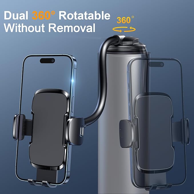 TICILFO Phone Holders for Your Car [Gooseneck Flexible] Phone Stand for Car Dashboard Windshield Automotive Accessories [Strong Suction Cup] Cell Phone Car Mount for All iPhone Android Smartphone