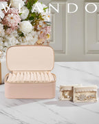 Vlando Jewelry Box with 12 Velvet Jewelry Bags Travel Jewelry Case for Girls Jewelry Organizers Necklace Rings Earrings Stora
