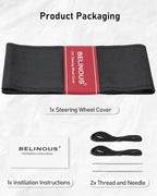 BELINOUS Suede Leather Steering Wheel Cover, DIY Stitch-On Steering Wheel Wrap with Needle & Thread, Non-Slip & Sweat-Absorbi