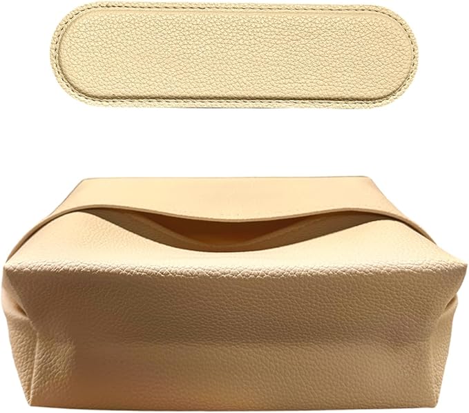Car Tissue Holder, Leather Auto Headrest Hanging Napkin Box with Magnet-Attracting Adhesive Strip, Universal Vehicle Interior Paper Storage Organizer for Sun Visor, Center Console (White)