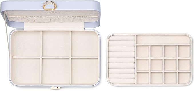 Vlando Jewelry Box Organizer for Girl,Faux Leather Lockable Jewelry Holder Organzier Case Boxes with 2 Layers,Earrings Neckla