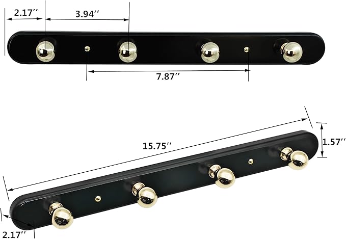 Wall Mounted Coat Hook Rack with Gold Hooks 2 Pack, Modern Wood Wall Organizer for Hanging Coats, Hats, Towels, Bags,Jackets,