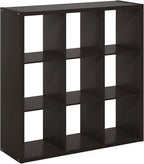 Furinno CUBICLE Book Shelf, 9-Cube Bookshelf, Extra Thick Frame Reversible Bookcase with Open Back, 14.6" x 44" x 44", for Li