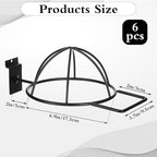 6 Pcs Metal Hat Display and Holder, Wall Mounted Slatwall Rack Organizer for Baseball Caps, Beanies, Wigs, for Home and Retai