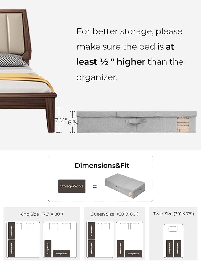 StorageWorks Under Bed Storage with Lid with Underbed Storage Bins