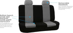 FH Group Car Seat Covers Flat Cloth Automotive Gray Full Set, Rear Solid Bench Universal Fit Combo Steering Wheel Cover & Seat Belt Pads Car Seat Protector for Cars Trucks SUV Interior Accessories