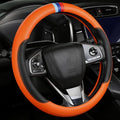 Cxtiy Steering Wheel Cover for BMW X1 X2 X3 X4 X5 X6 330i 530i 740i iX1 iX3 i4 i5 M3 M5 (Orange, Standardized(14.5'-15'))