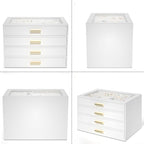 AKOZLIN Jewelry Box with Clear Lid Functional Leather Jewelry Storage Organizer Case 4 Drawers for Women Girls Necklace Ring 