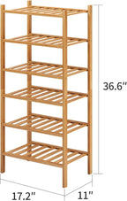 6-Tier Small Shoe Rack for Entryway, Stackable | Heavy Duty | Multi-Function, Bamboo Free Standing Shoe Racks for Bedroom Hal